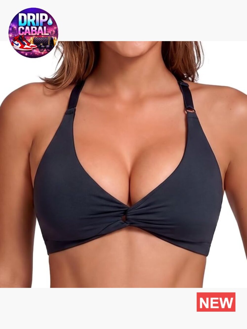 Halter Sports Bra Open Back Padded Built-in Yoga Workout Top